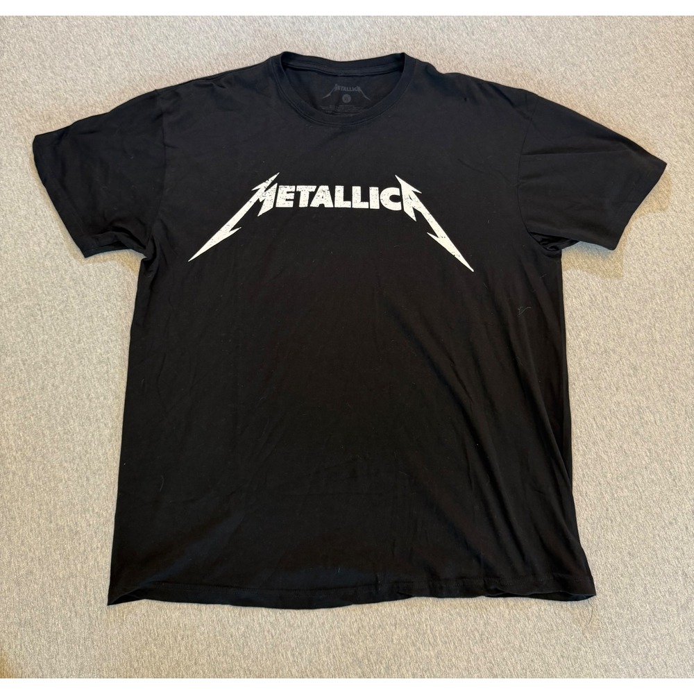 Metallica Graphic Tee Mens XL Black Short Sleeve Rock Band Logo T-Shirt 2023